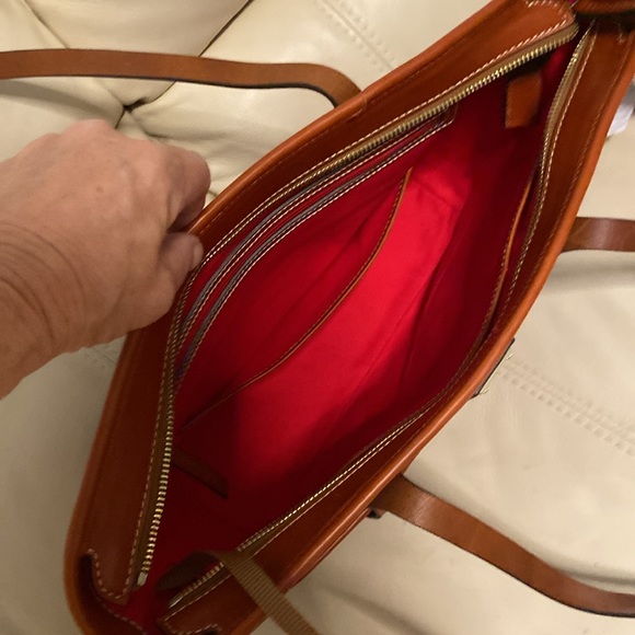 Dooney & Bourke Wine Leather Double Pocket Tote - Picture 9 of 10